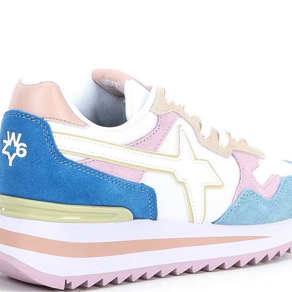 W6YZ      Yak suede colorblock retro platform sneakers - Picture 2 of 12